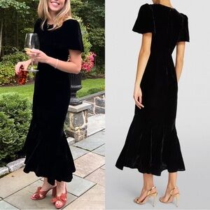 rhode black velvet dress Mesh Black Bardot Maxi Dress
